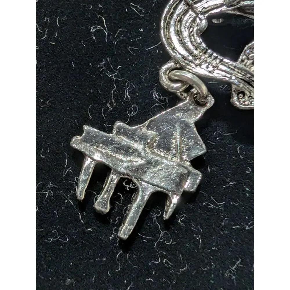 Vintage Silver Tone Dangling Musical Instruments Brooch Pin 2.5 inches long